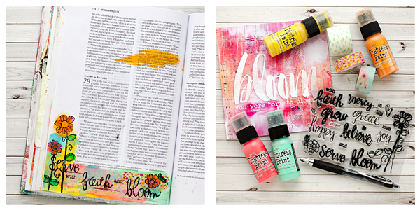 Washi Tape Masking Tutorials by Heather Greenwood using the Illustrated Faith Bloom Kit with Stephanie Ackerman