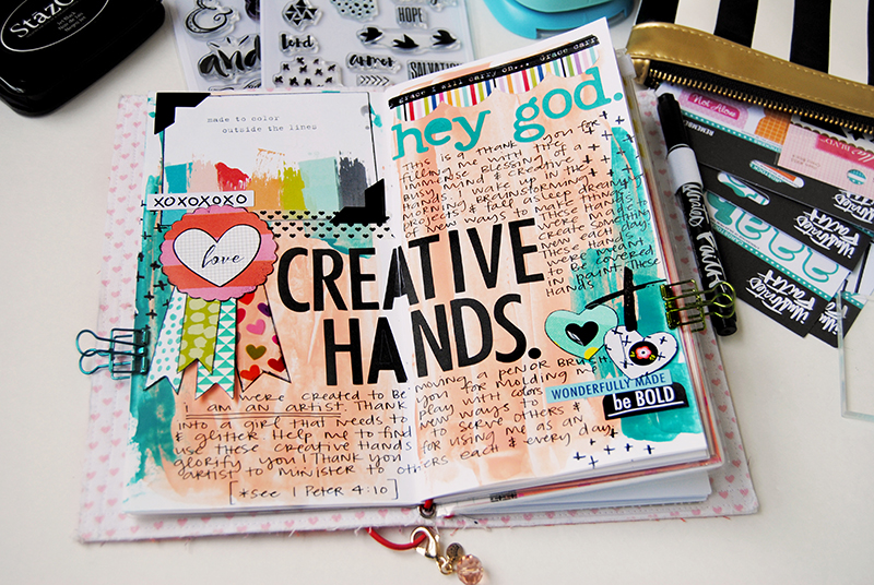 Elaine Davis is creating in her prayer journal and sharing with us what it means to illustrate your faith and that we can do it outside of the margins of our Bible