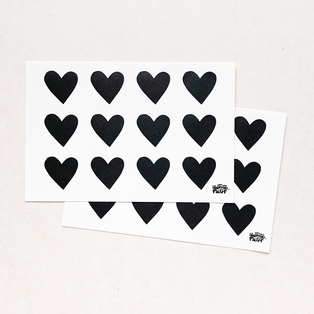 Letterpress Heart Stickers | Charcoal - Illustrated Faith